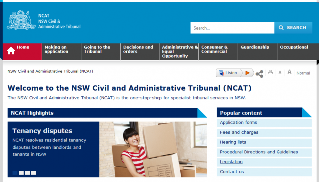Screenshot of the NCAT front page