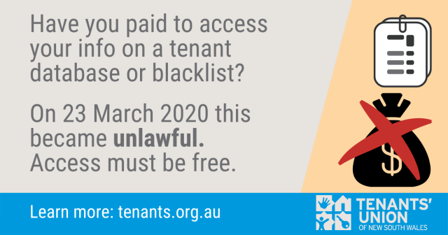 Have you paid to access your info on a tenant database or blacklist? On 23 March 2020 this became unlawful. Access must be free.