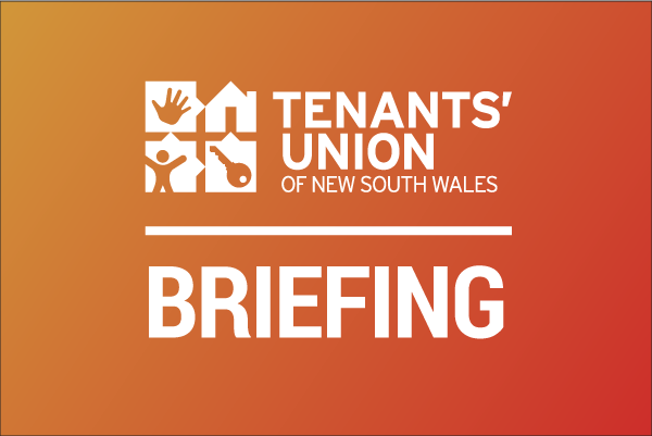 Briefing and Tenants' Union logo on orange background