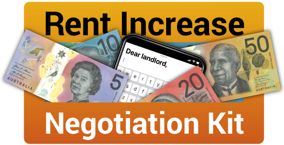 rent increase negotiation kit graphic with money and a mobile phone