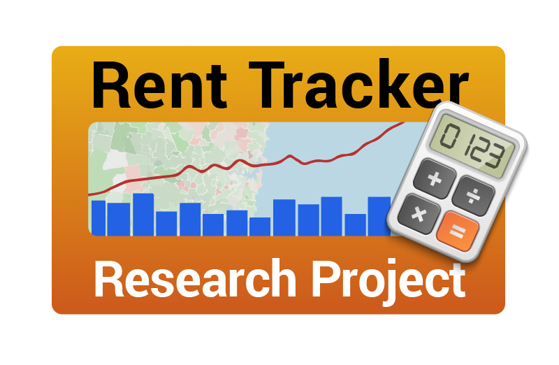 rent tracker research project graphic with graph and calculator