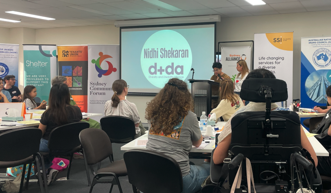 Nidhi addresses the attendees of the SW Listening