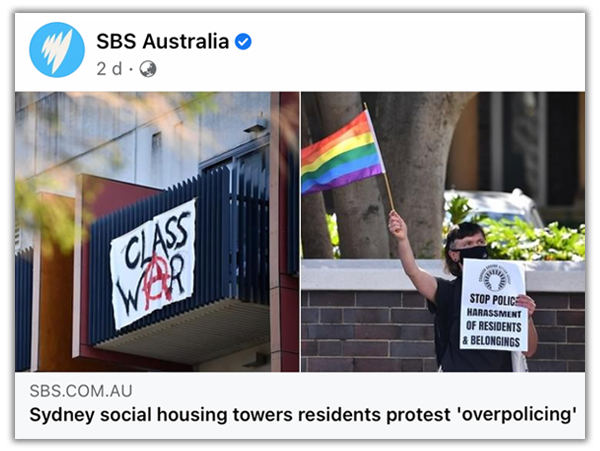 Sydney social housing residents protest 'overpolicing'