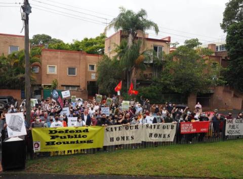 Action for Public Housing protest against redevelopment of Glebe estates