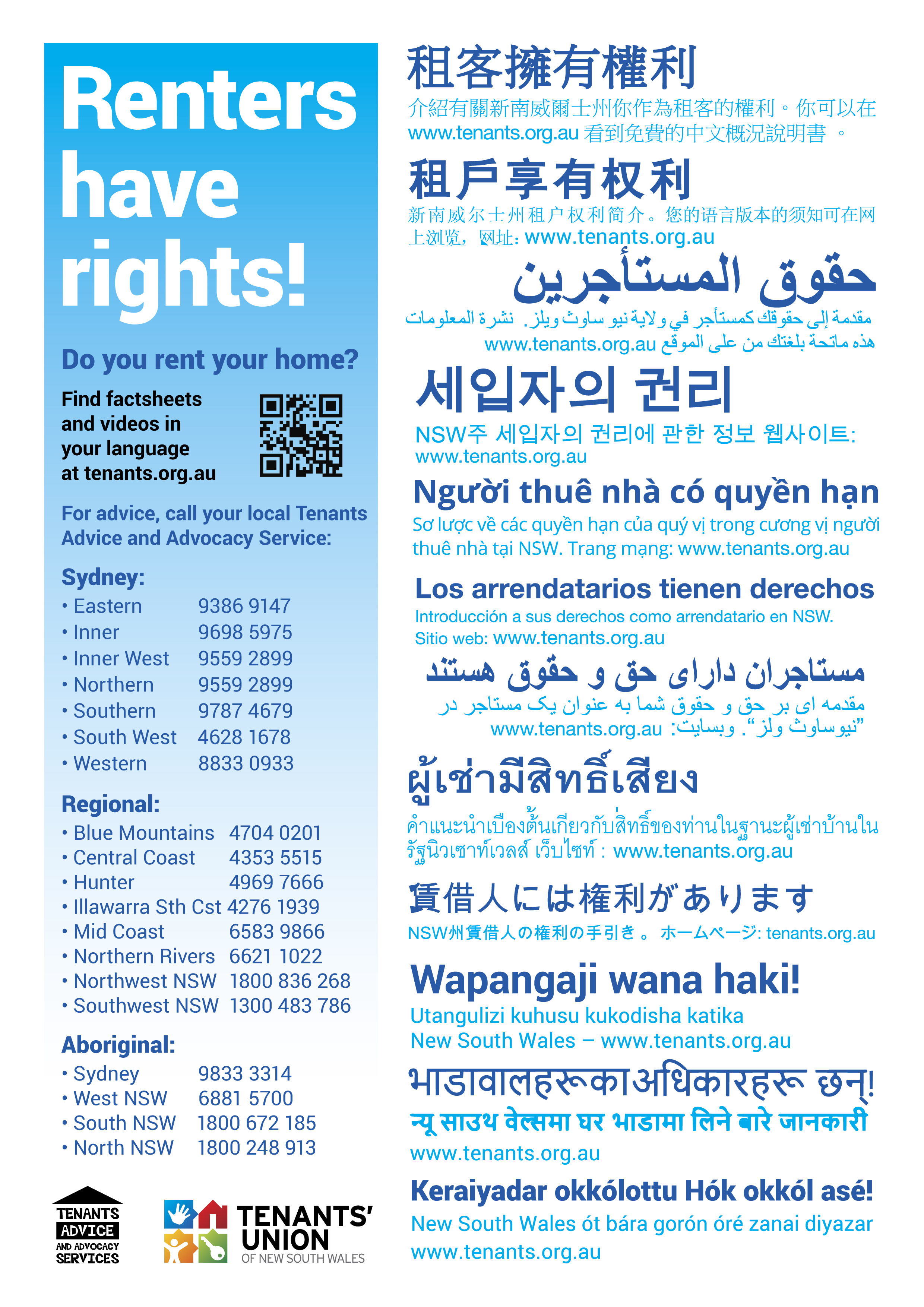 Renters have rights in community langauges